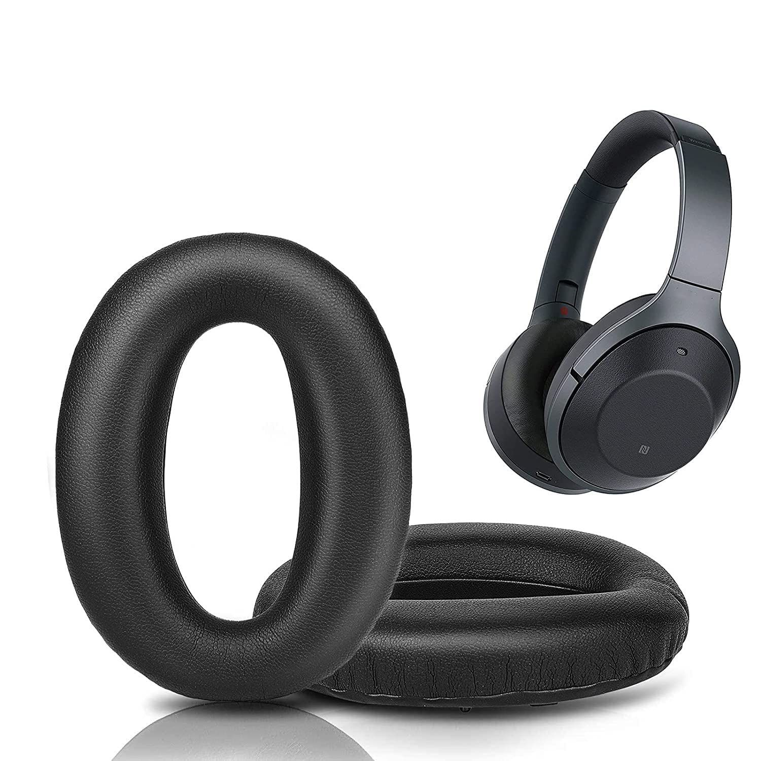 イヤーパッド イヤークッション Sony WH-1000XM2 (WH1000XM2) MDR-1000X (MDR1000X) ヘッドセット 用 交換パッド イヤーカップ ヘッドホンパッド プロテインレザーとメモリーフォーム付き ノイズアイソレーション