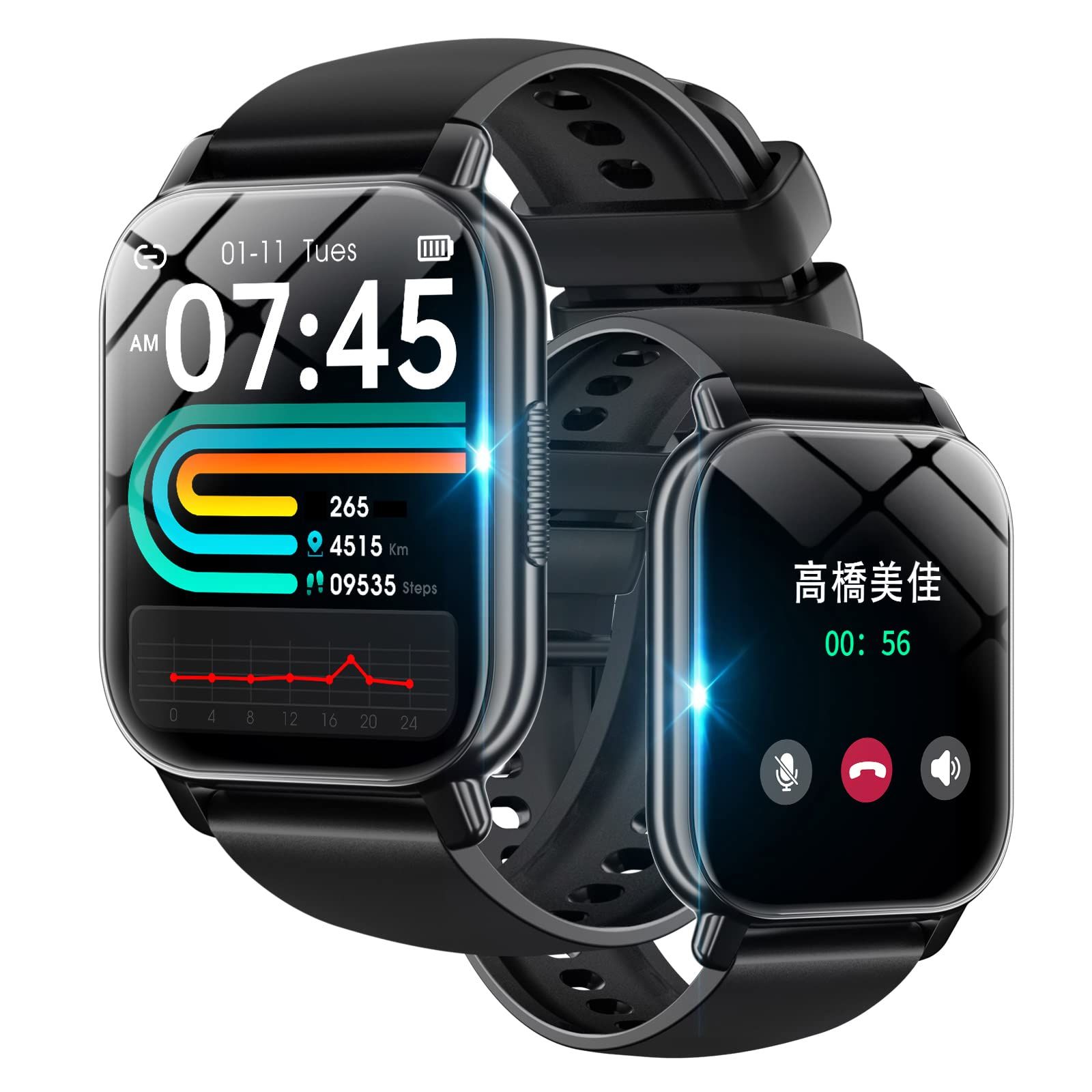 スマートウォッチ 【最新革新 & Bluetooth 5.3 通話機能付き】1.9インチ HD大画面 smart watch 腕時計 遠隔カメラ IP67防水 目覚まし時計 歩数計 音楽再生 着信通知 Line/Facebook 通知 プレゼントギフト