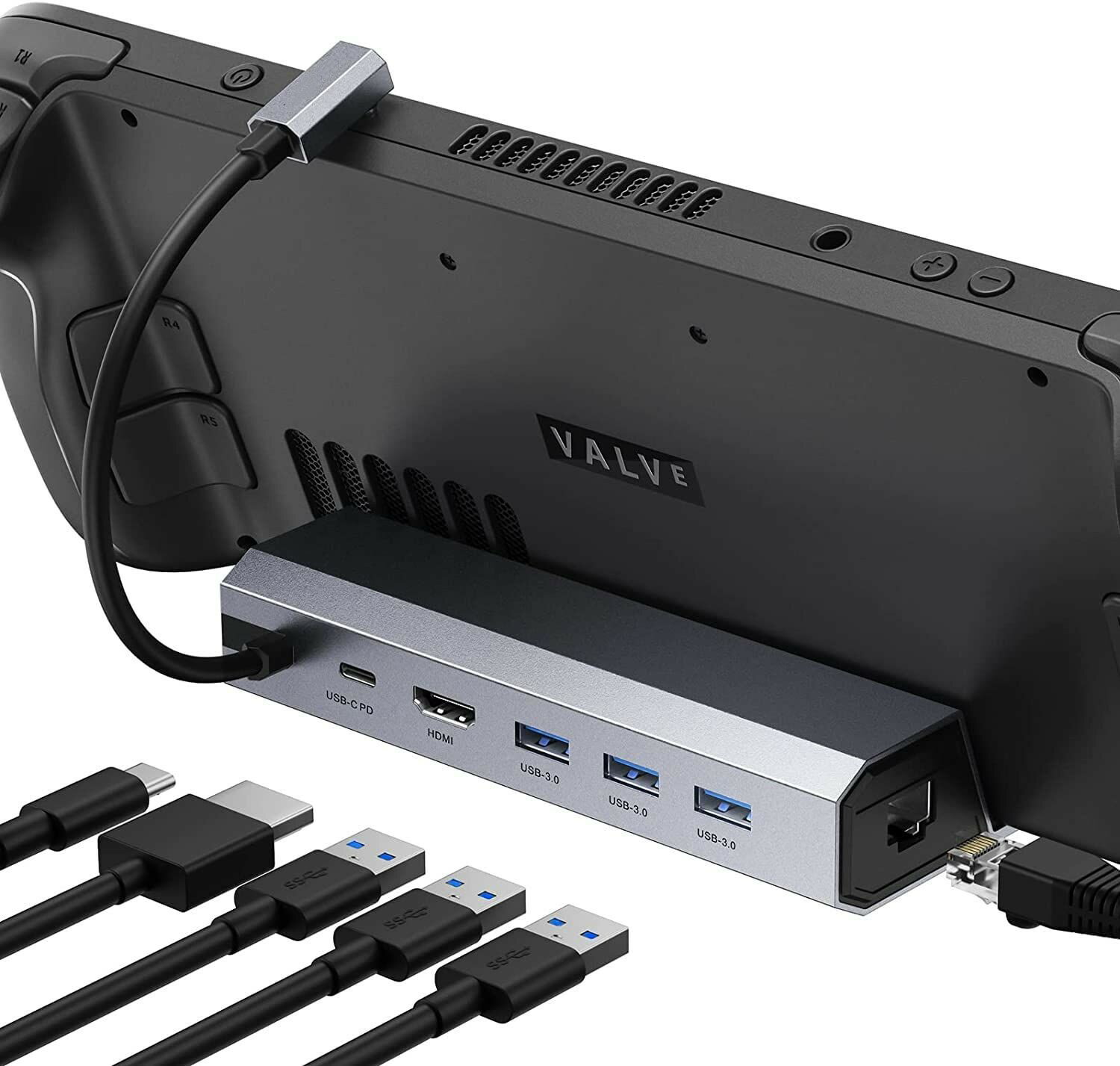 Steam Deck Dock 6-in-1 hbLOXe[VAX`[fbNp HDMI 4K@60HzE3~USB 3.0|[gE1Gbps C[Tlbg|[gE100W USB-C PD[d