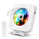 CDプレーヤー 卓上&壁掛け式 Bluetooth5.1対応 CDプレイヤー ポータブル 1台多役 Bluetooth/CD/FM/USB/AUX/SDカードに対応 CDラジオ 定時ON/OFF機能 モード背景色 ミニコンポ 透明防塵カバー付き