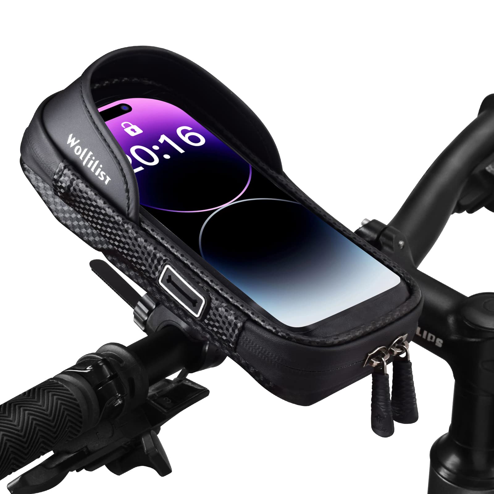 自転車 スマホホルダー バイク スマホホルダー 防水 ロードバイク スマホホルダー 自転車 バッグ トップチューブバッグ 360度回転 遮光 強力固定 高感度タッチスクリーン 7インチ対応 クロスバ…