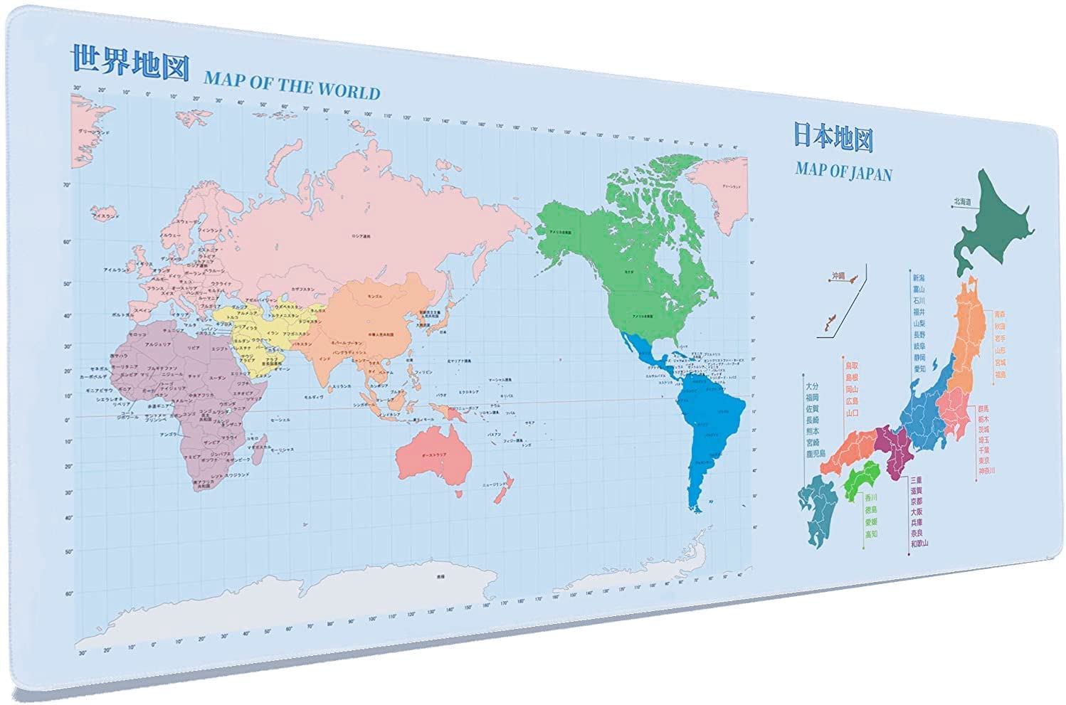 マウスパッド 地図 世界地図 日本地図 大型 900mm x 400mm ゲーミング デスクマット 大型キーボードパッド 滑り止め 防水耐久 Blue XXL