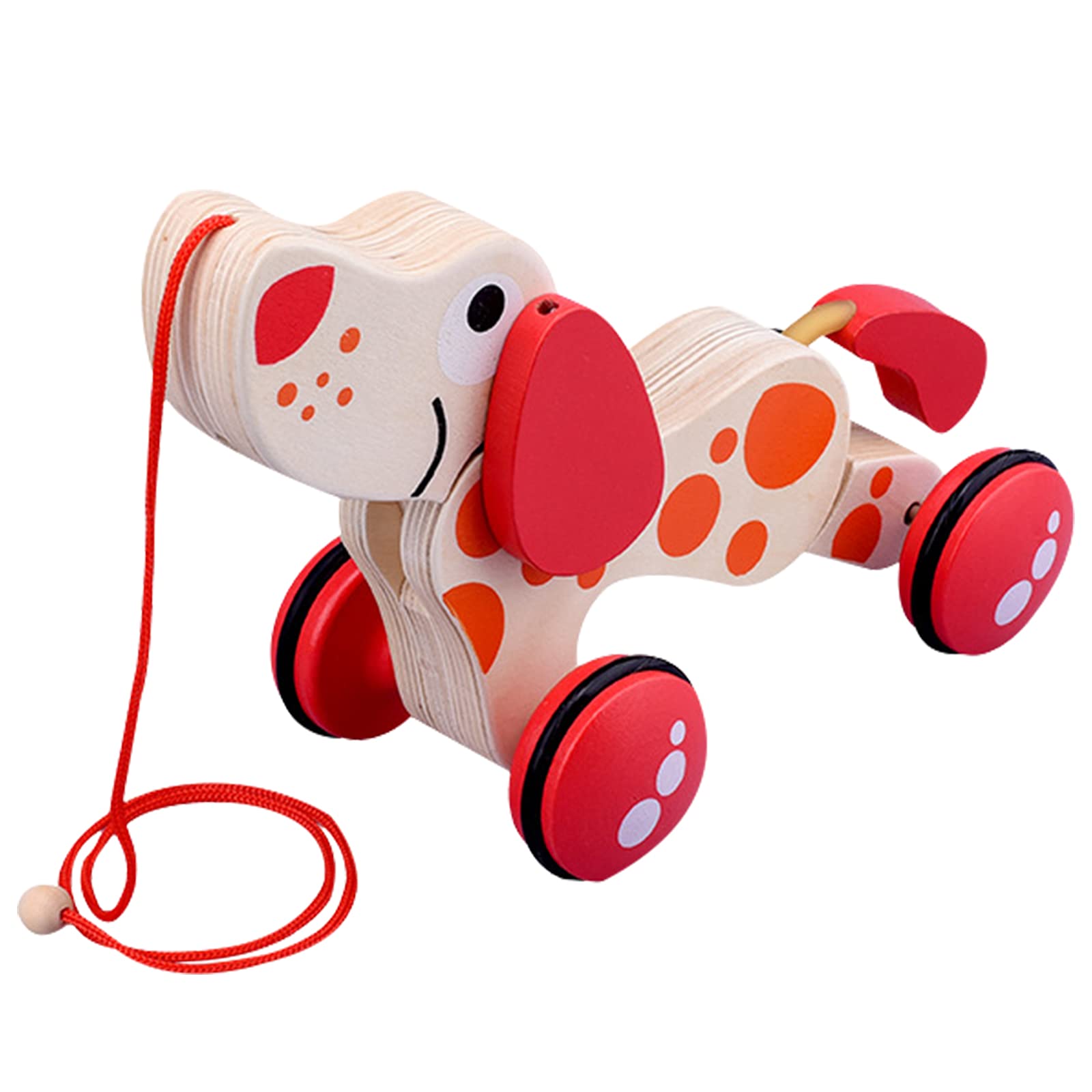プルトイ 引っ張るおもちゃ 可愛い犬 木製 オーガニック 知育玩具 色認識 指先訓練 歩行練習 バランス感 赤ちゃん 子供 1歳 2歳 3歳 出産祝い 誕生日プレゼント 1