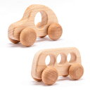 木製おもちゃ 赤ちゃんのおもちゃ ミニカー バス 2点セット ブナの木 天然木 無塗装 押し車 玩具 出産祝い ギフト 新生児贈り物 プレゼント