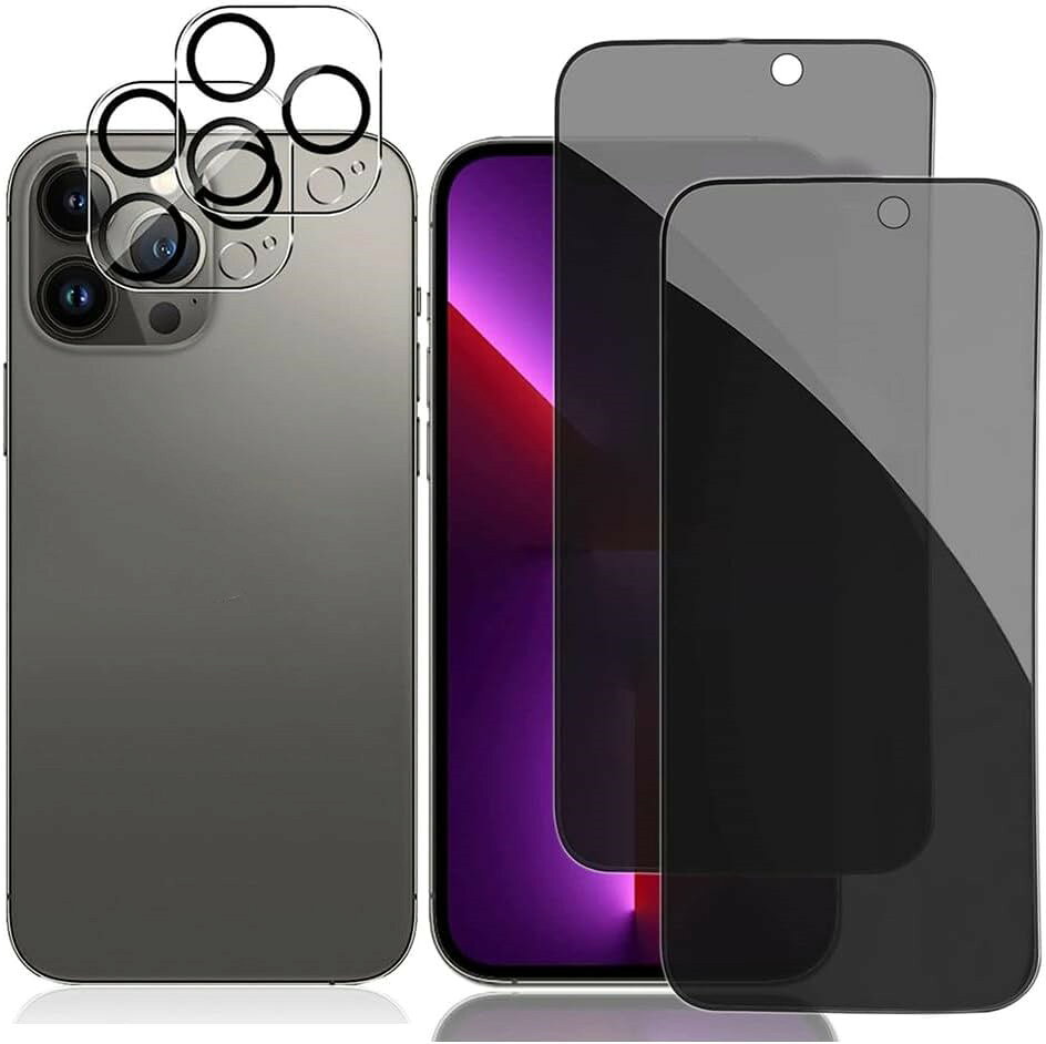 iPhone15 Pro Max ガラスフィルム + カメラフィルム iPhone15 Pro Maxアンチグレア ガラスフィルムのぞき見防止プライバシー保護全面保護 自動吸着 耐衝撃反射防止 気泡ゼロ 撥油性 貼付け簡単 硬度9Hアイフォン強化ガラスフィル ギフト