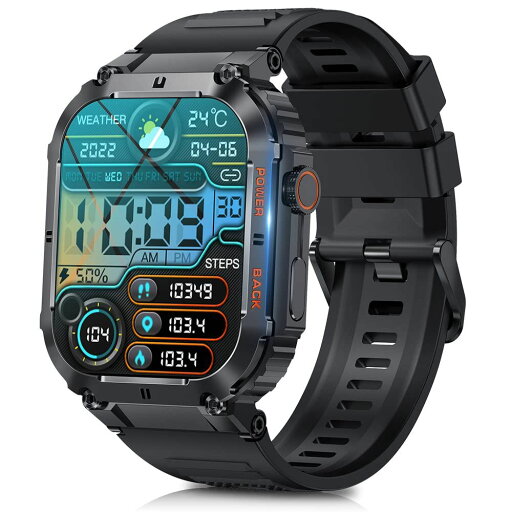 スマートウォッチ 年革新モデル【 1.96インチ大画面 軍用規格 耐衝撃】スポーツウォッチ Bluetooth5.2通話機能付き smart watch 100+種類運動モード 400mAh長持ちバッテリー 500+文字盤自由設定 IP68防水プレゼントギフト父の日 スマートウォッチ 年革新モデル【 1.96インチ大画面 軍用規格 耐衝撃】スポーツウォッチ Bluetooth5.2通話機能付き smart watch 100+種類運動モード 400mAh長持ちバッテリー 500+文字盤自由設定 IP68防水プレゼントギフト父の日