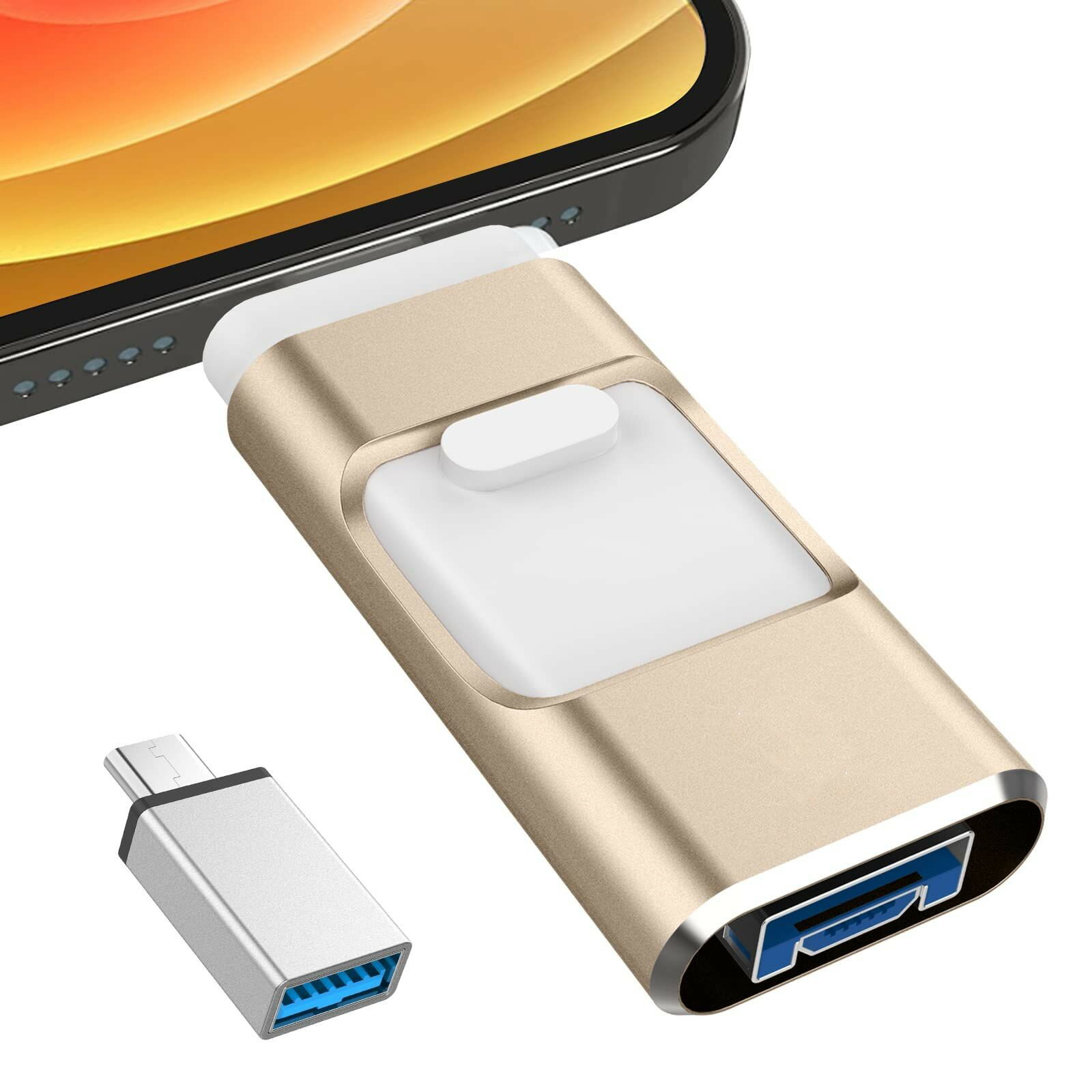 【2023新版 専用アプリ不要】4in1 USBメモリ 128GB USB3.0 高速 Phone usbメモリー スライド式 iOS/Type-C/USB/Micro USB フラッシュメモリ 大容量 写真保存 usb スマホ データ バックアップ A…