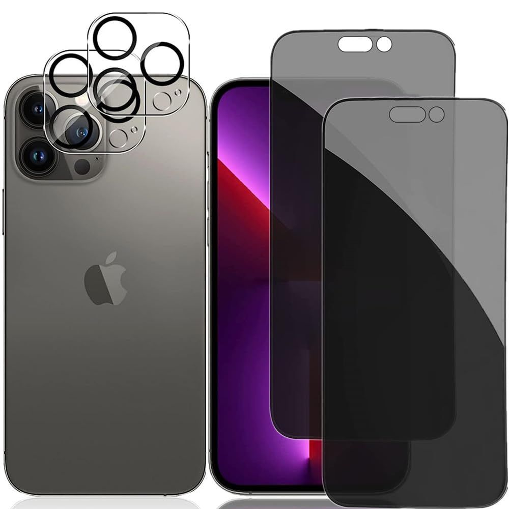 iPhone17 Proケース覗きみ防止フィルム iPhone 17ガラスフィルム+カメラフィルム(1/2枚)アイフォン17 覗き見防止強化ガラス 覗き見防止プ...