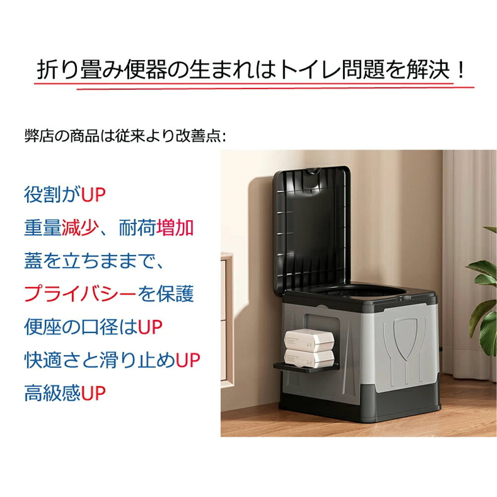 防災グッズ！簡易トイレ 折りたたみ ポータブルトイレ 携帯トイレ 防災トイレ 災害用 非常用 防災グッズ 耐荷重150kg 排便袋凝固剤12回分付き超軽量