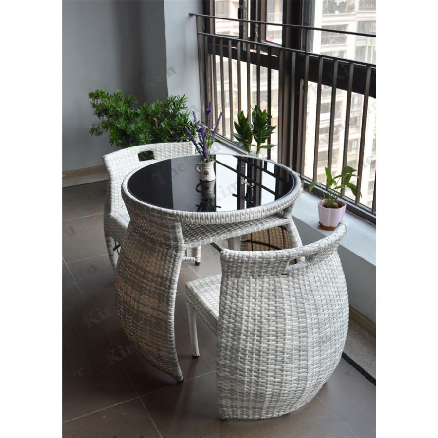 ラタン調 テーブル チェアー 3点セット ガーデンテーブル ガーデンソファー チェア収納可能 コンパクト 防水 省スペース 屋外家具 ベラ