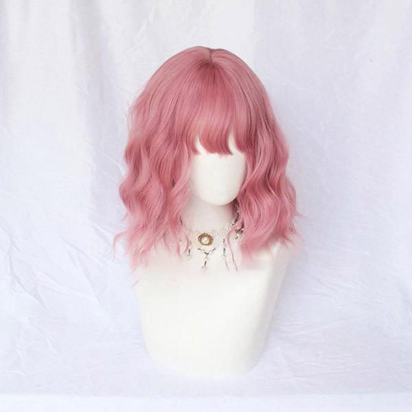 666-MARTのウィッグ フルウィッグパーマ ショート レディース ふんわり前髪 切りっぱなしボブ ボブヘアー ぱっつん 前髪あり ナチュラル 原宿風 か｜アングル2