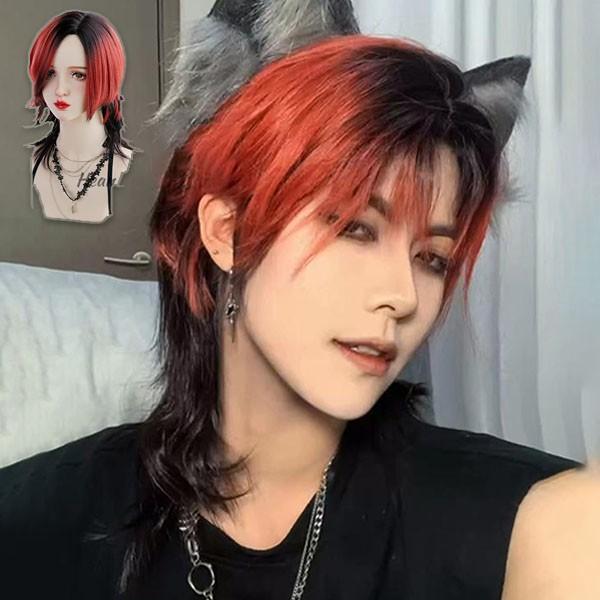 ウィッグ メンズ 男装 かつら フルウィッグ ミディアムウィッグ コスプレウィッグ 短髪 ミディアムヘア 演劇 自然 前髪なし おしゃれ か