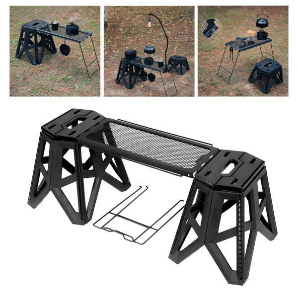 キャンプスツールとテーブル折りたたみスツールメタルメッシュデスクキャンプ家具折りたたみテーブル小型ゴルフ料理ピクニック旅行用