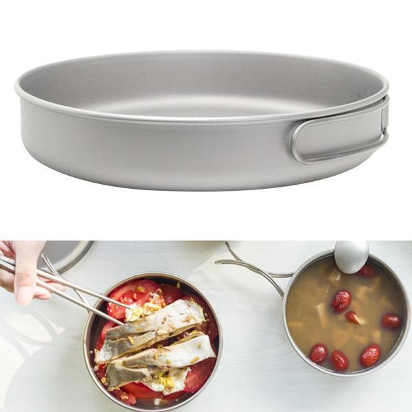 チタンパンキャンプ調理器具プレート料理用フライパントレッキングピクニック