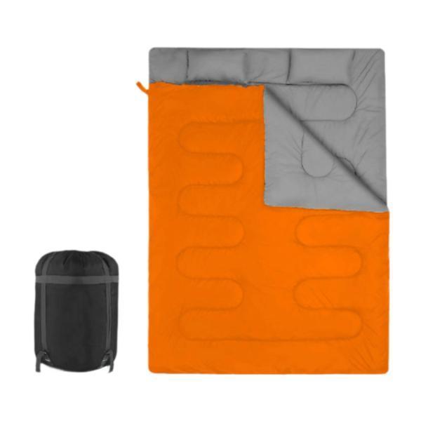 アウトドア ダブル 寝袋 2人用 カバー 暖かい キャンプ 寝袋 屋内用 オレンジ