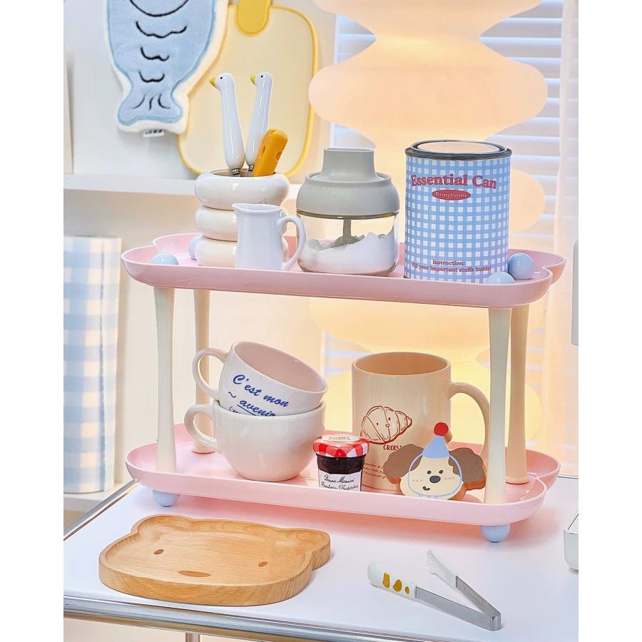Rakuten - クリーム風 トレーラック 収納ラック マグカップ お菓子 ティートレイ リビング おしゃれ-lj238