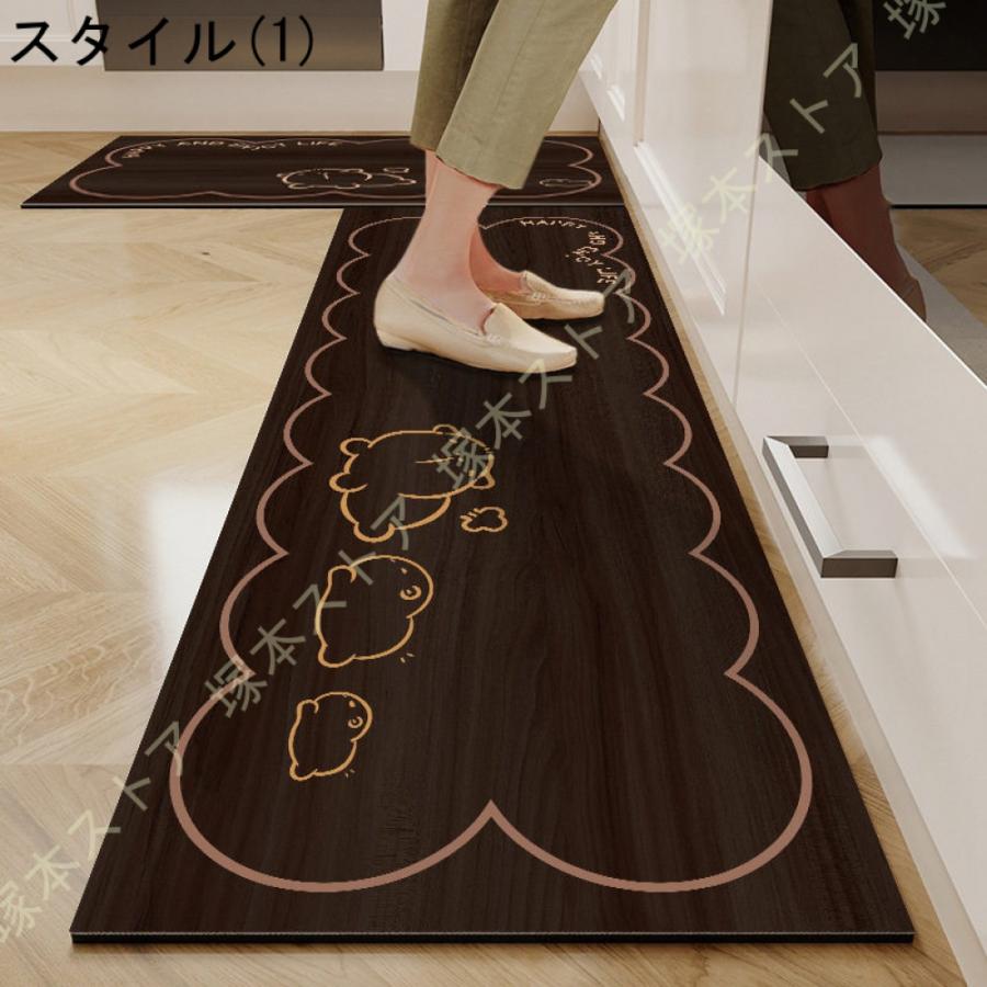 Rakuten - キッチンマット 拭ける 120150180 踏み心地いい 台所マット 厚さ4mm ねこ柄 分厚い 低反発 滑り止め はっ水 洗濯いらず ロング 床マッ