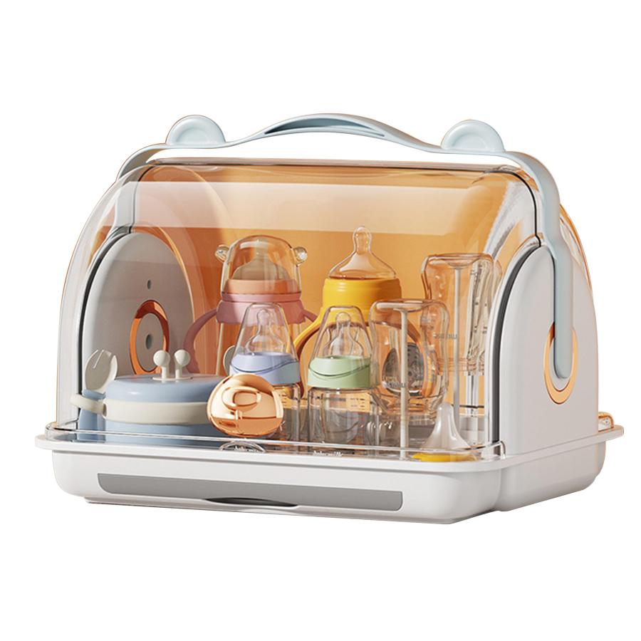哺乳瓶乾燥ラック 哺乳瓶 保管ケース 水切りラック食器収納 多機能哺乳瓶収納ボックス 大容量 ほこり防..