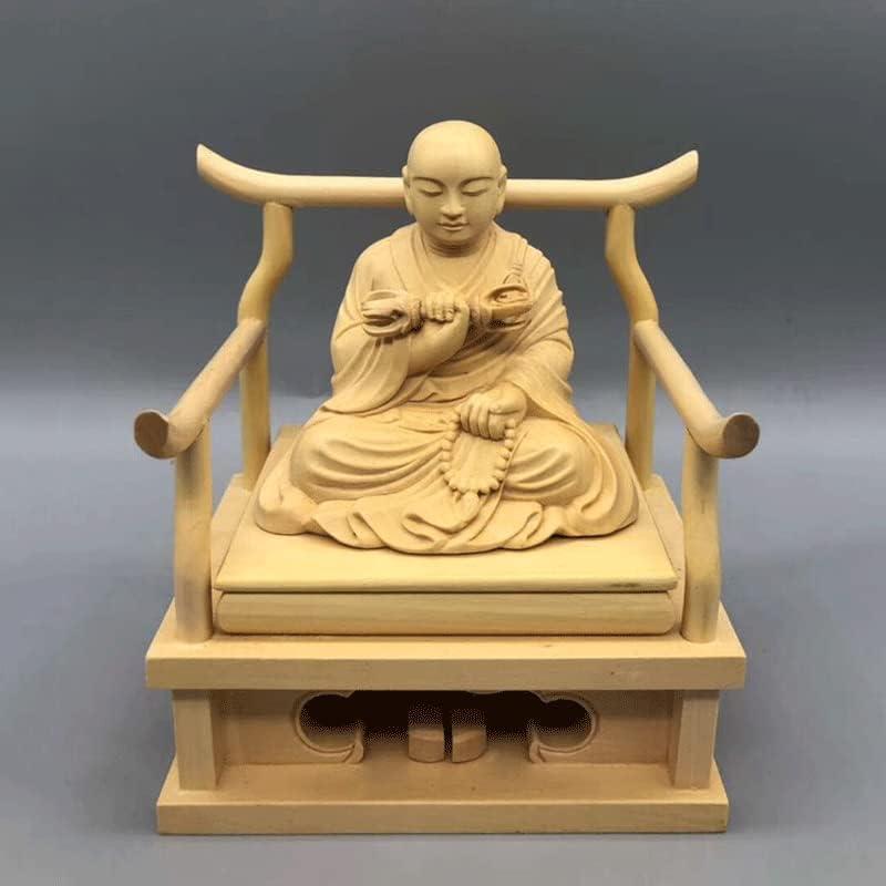 樂天商城 - 木彫り仏像【弘法大師座像】四角台 高級天然ツゲ木彫り 総高12cm 真言宗の開祖・空海 木彫り ぶつぞう 仏像フィギュア
