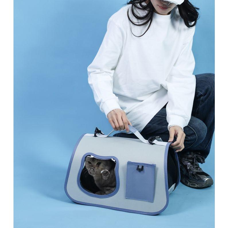 ペットキャリーバッグ 猫 小型犬 ショルダーバッグ 2WAY 折りたたみ メッシュ窓 通...