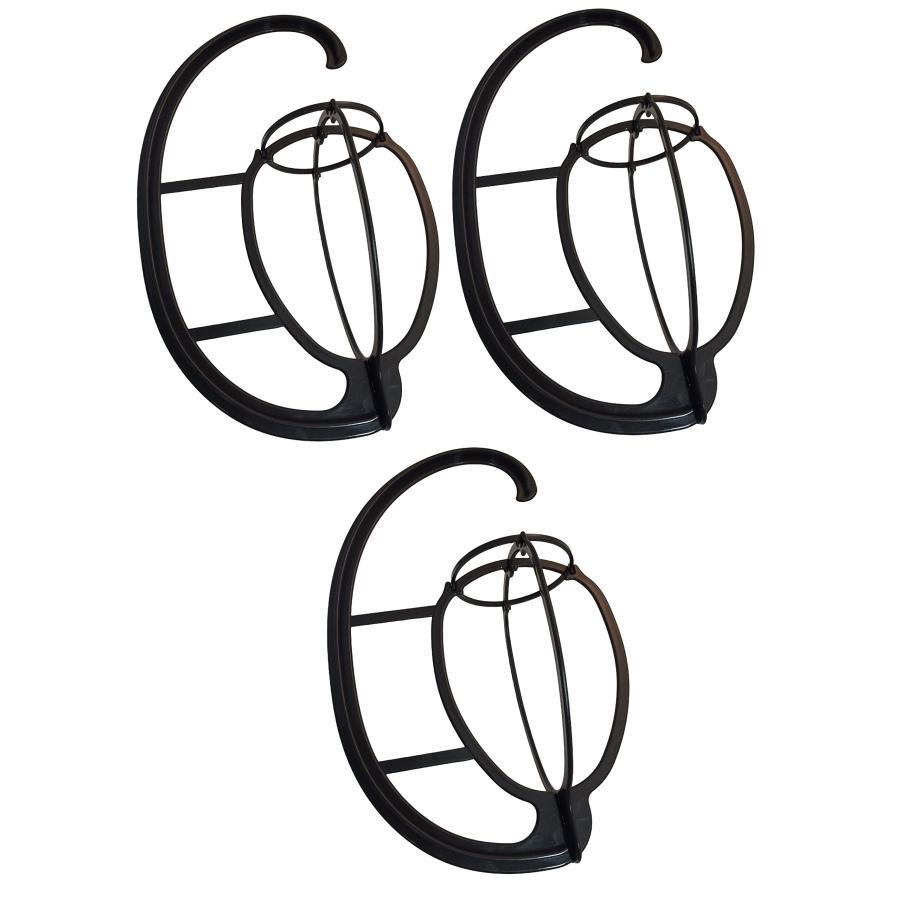 吊るして 簡単 お手入れ ウイッグ スタンド ハンガー ロング ウイッグ用 3個セット ブラック