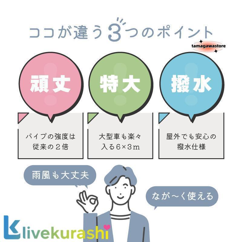 タープテント 3m×6m ワンタッチ 大型 頑丈 強化フレーム 6色 大型テント 長方形 日除け アウトドア キャンプ イベント