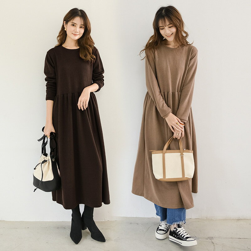 ワンピース きれいめ ロングワンピース 秋冬 無地 ニットワンピース ロング おしゃれ ドッキングワンピース ワンピ ロング ワンピース