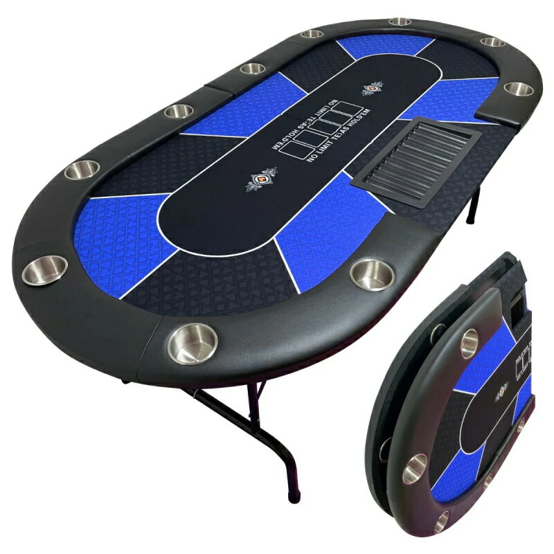 ポーカーテーブル 折りたたみ式 ドリンクホルダー チップラック付き