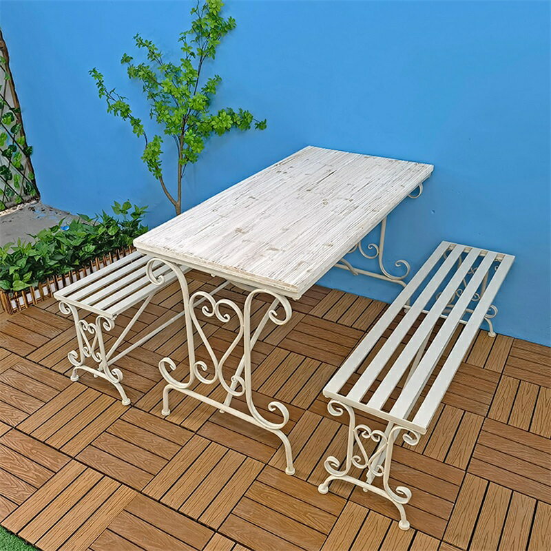 ベンチチェア屋外用、シンプルなコーヒーショップバルコニーテーブルと椅子の組み合わせ ガーデンチェ..