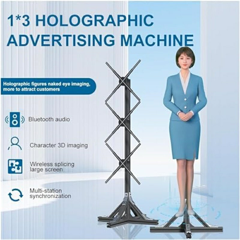 VanTiPの3dホログラム ファン プロジェクター 3in1 スタンド付き 長さ50cm LED WIFI HD解像度 リモコン/Bluetooth/app projector 空中に浮遊する 広告led表示 商品展示/展示会場/パーティー｜アングル2