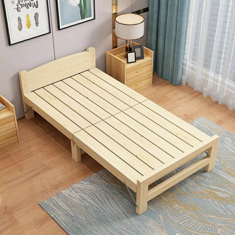 2つ折り 折りたたみベッド シングル すのこベッド シングル ベッドフレーム シングルベッド 木製 頑丈 通気性 耐久性 ベッド下収納 組み立ては不要です（木の色） 120×196cm