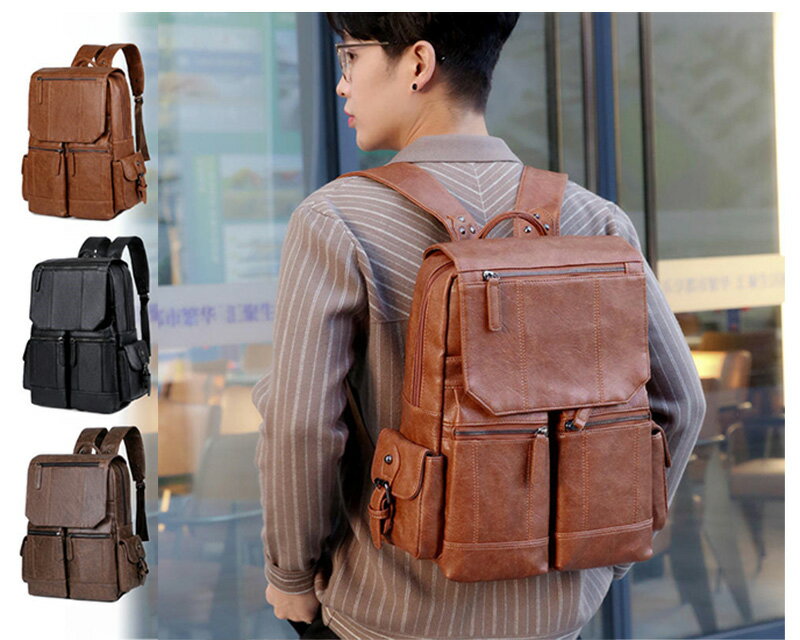 リュックサック メンズ 大容量 防水 ノートPC PU バックパック リュック パソコンバッグ PCポケット付..