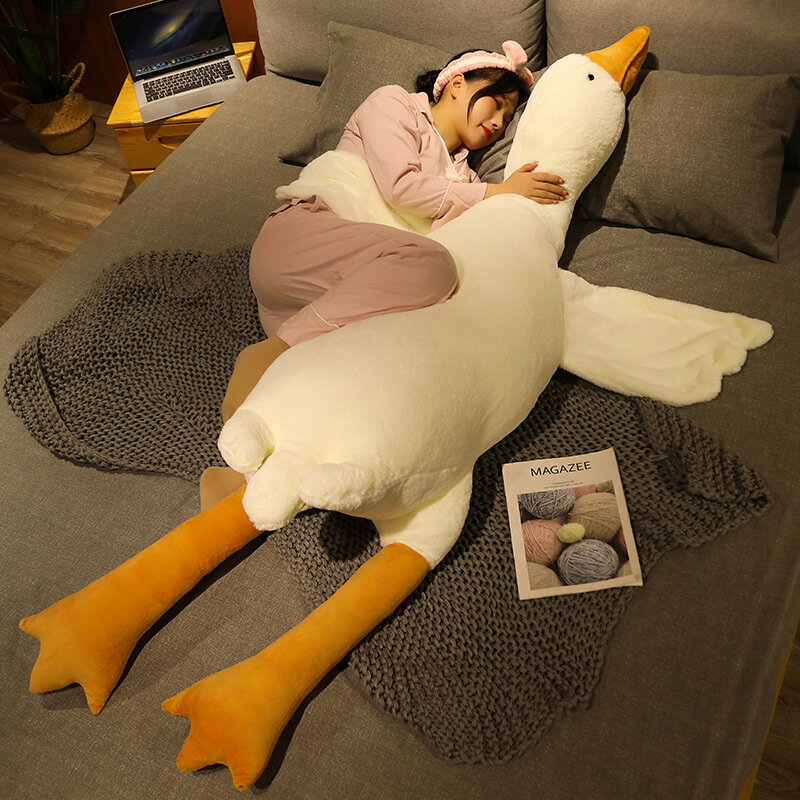 Rakuten - 抱き枕 白い クッション 枕 特大 ガチョウ 動物 ぬいぐるみ 大きいサイズ 柔らかい 横向き寝 ロングクッション 女の子 プレゼント 子供 おもちゃ