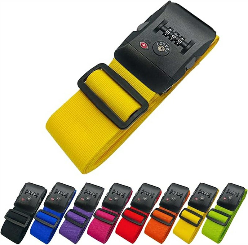 スーツケースベルト TSAロック ダイヤル式 I字型 長さ調整可能 軽量タイプ キャリーケース目印 旅行 出..