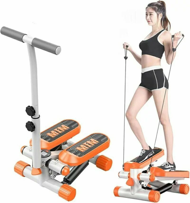 健康ステッパー スポーツ健康ステッパー 負荷調節可能 静音設計 コンパクト カーディオ運動 コアトレーニング 運動用モニター ハンドル 専用パワーバンド付き 屋内運動用 シリコンパッド 引っ張りロープ付き