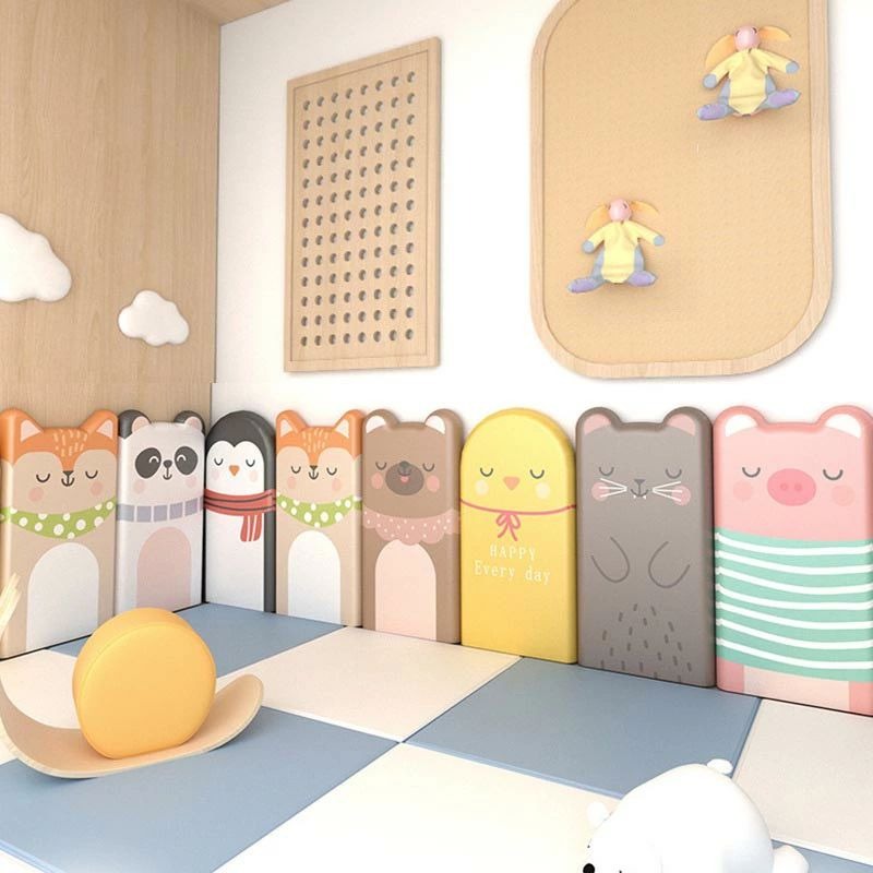 ウォールクッション 赤ちゃん 壁 クッション 壁クッション 壁 保護 クッション 壁紙 壁取り付けクッション 防音マット 壁マット 幼稚園 保育園 ット部屋飾り 子供部屋DIY お子様の安全を守る 壁飾り 動物 3D 立体||25*50*3.2cm