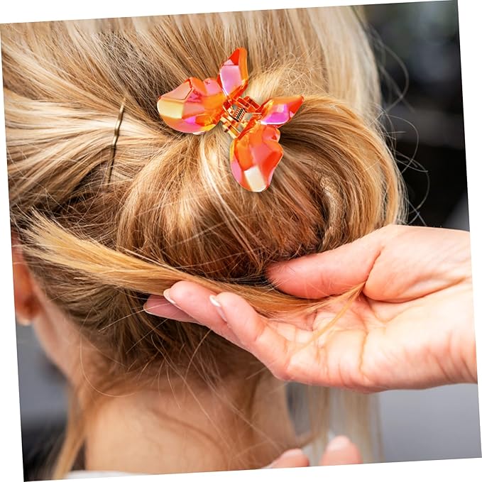 VanTiPの蝶のカラフルなクリップ 女の子のための蝶のヘアクリップ カラフルな蝶のクリップ 太い髪用の大きな爪クリップ. 髪の滑り止め用蝶ジョークランプ バタフライクリップ プラスチック｜アングル3