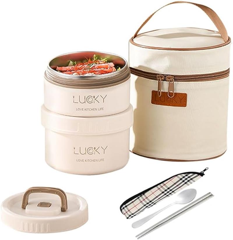 保温弁当箱 保温ランチジャー 2段式 お弁当箱 保温 大容量 ランチジャー 茶碗 断熱弁当箱セット ステン..