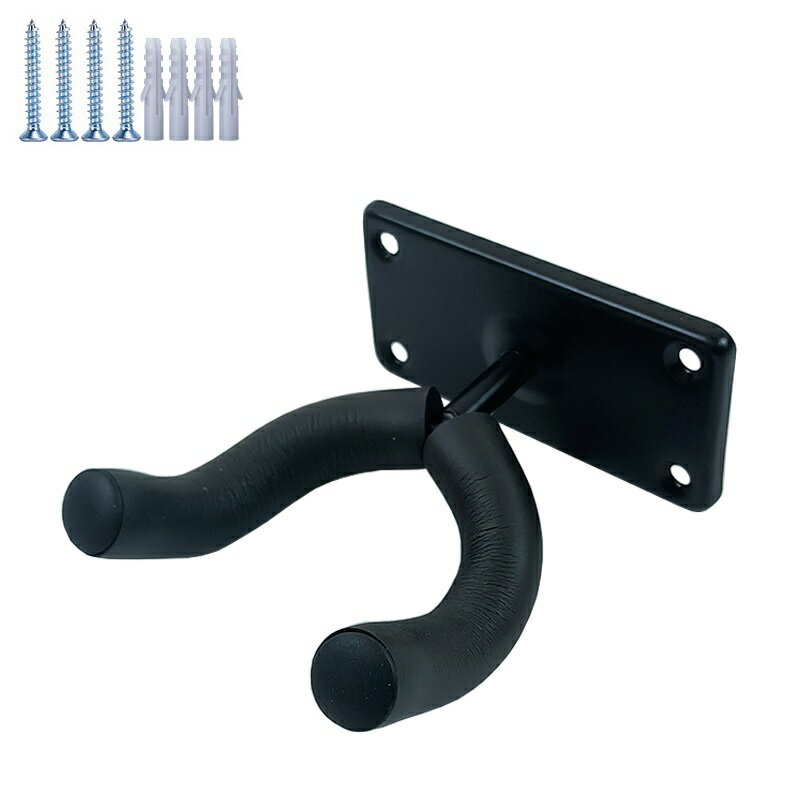 ・ギターを壁掛けにして、インテリアとして飾りながら保管することが可能になるフックです。取付のネジとアダプタもセットになっています。 ・スチール製の本体を4ヶ所で壁に固定。フックの部分にクッション材を使用することで、ギターの保護と安定した保管が可能です。 ・エレキギターやアコースティックギター、ベースに至るまで幅広く使用できます。ヘッドの幅が52mm以上あれば問題なく使用できます。 ・採寸に多少の誤差がある可能性があります。商品の色味に関しましても使用されているPCにより若干異なります。ご理解頂けると幸いです。