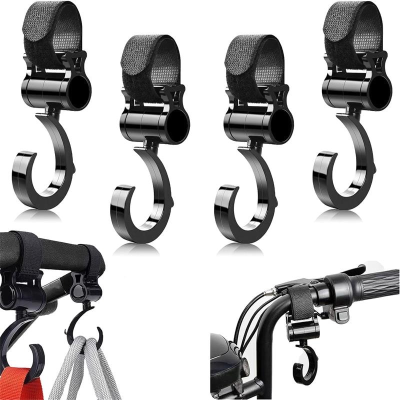 4個バギーフック ベビーカー フック ベビーカー 荷物フック 滑り止め 使いやすい トラベルフック ユニバーサル多機能 フック 4個セット マジックテープ式 マルチフック 滑り止め 360度回転式 耐荷重20kg 荷物フック 自転車フック 万能フック