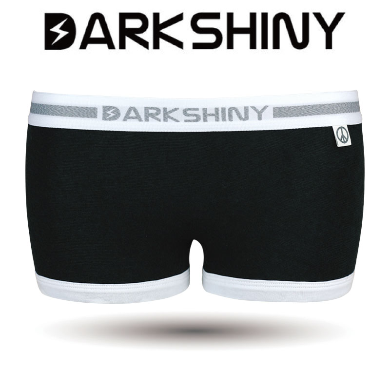 レディースショーツボクサー シームレス DARKHINY 下着女性 ショーツのみ ボクサーパンツ ダークシャイニー DARKSHINY 締め付けない 食い込まない 開放 体型 蒸れない 綿混 快適 単品 ブラック 黒 LBOC01パイル ニット地