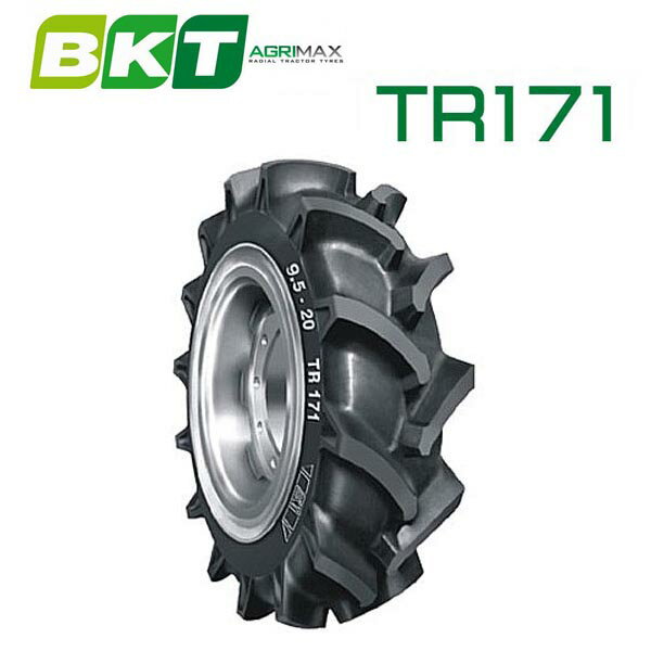 BKT Tire・TR171 トラクター用ハイラグタイヤ 【6.00-12・1本】 ※タイヤのみでホイールは付属しません 【トラクター用ハイラグタイヤ】 ■泥濘地に強いハイラグデザインが優れたトラクションとセルフクリーニング効果を発揮。 ■天然ゴムのコンパウンドとナイロンケーシングが長寿命を実現。 BKT TIRES メーカー名 BKT 商品名 トラクター用ハイラグタイヤ メーカー品番 TR171 サイズ 6.00-12 6PR TT 備考 ■送料区分：170 ■納期 メーカーお取り寄せ（納期別途連絡） お急ぎの場合は必ず『商品についての問い合わせ』よりお問い合わせください。 2本セットはコチラBKT Tire・TR171 トラクター用ハイラグタイヤ