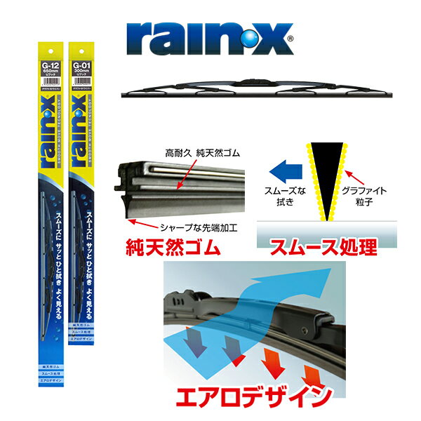 ダッジ チャージャー クライスラー 300C用 2006-2010 レインX ワイパーグラファイト フロント2本セット・550mm・550mm アメ車 U字フック用