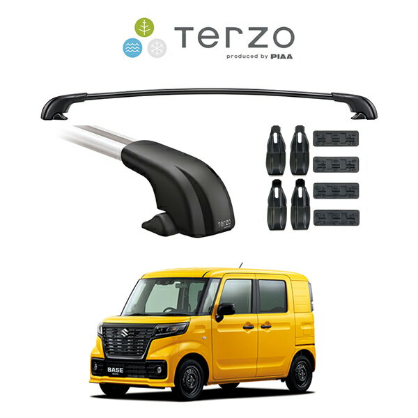 『車種別セット』Terzo テルッツオ ベースキャリア エアロバー ブラック スズキ スペーシアベース SUZUKI Spacia BASE MK33V ルーフレール無車 キャリアラック ルーフラック