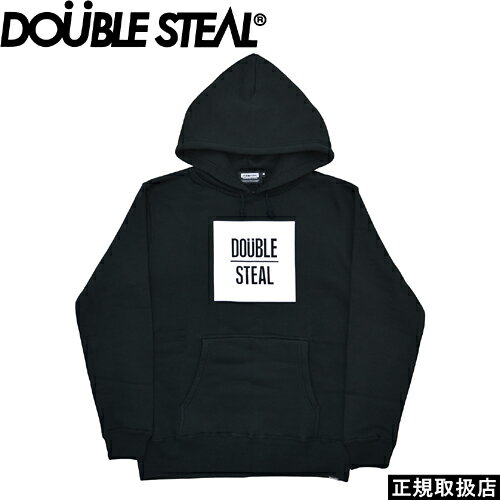 Double Steal ダブル スティール SQUARE BOX ＆ BACK LINE PARKER 955-64255 スクエア ボックス アンド ブラック ライン パーカー 長袖 トップス フーディー hoodie プルオーバー シンプル LOGO ロゴ ブラック プレゼント ギフト 男女兼用 即日発送 翌日配達 正規品 送料無料