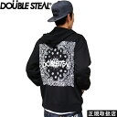 Double Steal ダブル スティール BIG BANDANNA ZIP PARKER 954-64071 ビッグ バンダナ ジップ パーカー TOPS トップス HOODIE フーディー ZIPUP ジップアップ PAISLEY ペイズリー LOGO ロゴ BLACK ブラック M L XL プレゼント ギフト 即日発送 翌日配達 正規品 送料無料