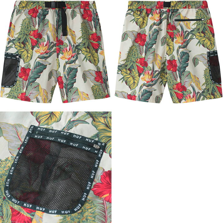 HUF ハフ PARAISO TECH SHORT PANTS パライソ テック ショート パンツ PT00115SP20 BOTTOMS ボトムス ズボン ハーフパンツ 半ズボン 総柄 PRESENT プレゼント GIFT ギフト トロピカル ボタニカル ストリート 男女兼用 人気 即日発送 翌日配達 正規取扱店 正規品 送料無料