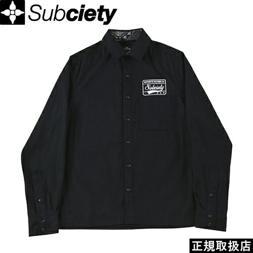 Subciety サブサエティ EMBLEM SHIRT L/S エンブレム シャツ ロングスリーブ 長袖 TOPS トップス LOGO ロゴ PRESENT プレゼント GIFT ギフト BLACK ブラック XL ストリート 男女兼用 人気 即日発送 翌日配達 正規取扱店 正規品 送料無料