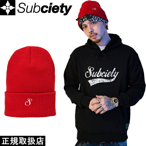 Subciety サブサエティ BEANIE - SYMBOL - ビーニー シンボル 10385 KNIT ニット CAP キャップ HAT ハット 帽子 LOGO ロゴ ACCESSORY アクセサリー 小物 PRESENT プレゼント GIFT ギフト RED レッド ストリート 男女兼用 人気 即日発送 翌日配達 正規取扱店 正規品 送料無料