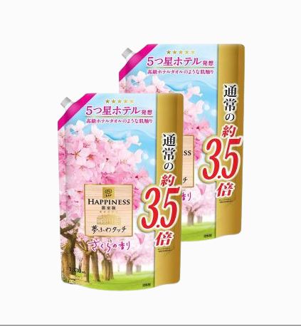数量限定 レノアハピネス 夢ふわタッチ さくらフローラル 柔軟剤 つめかえ用 超特大 1330ml 2袋セットのサムネイル